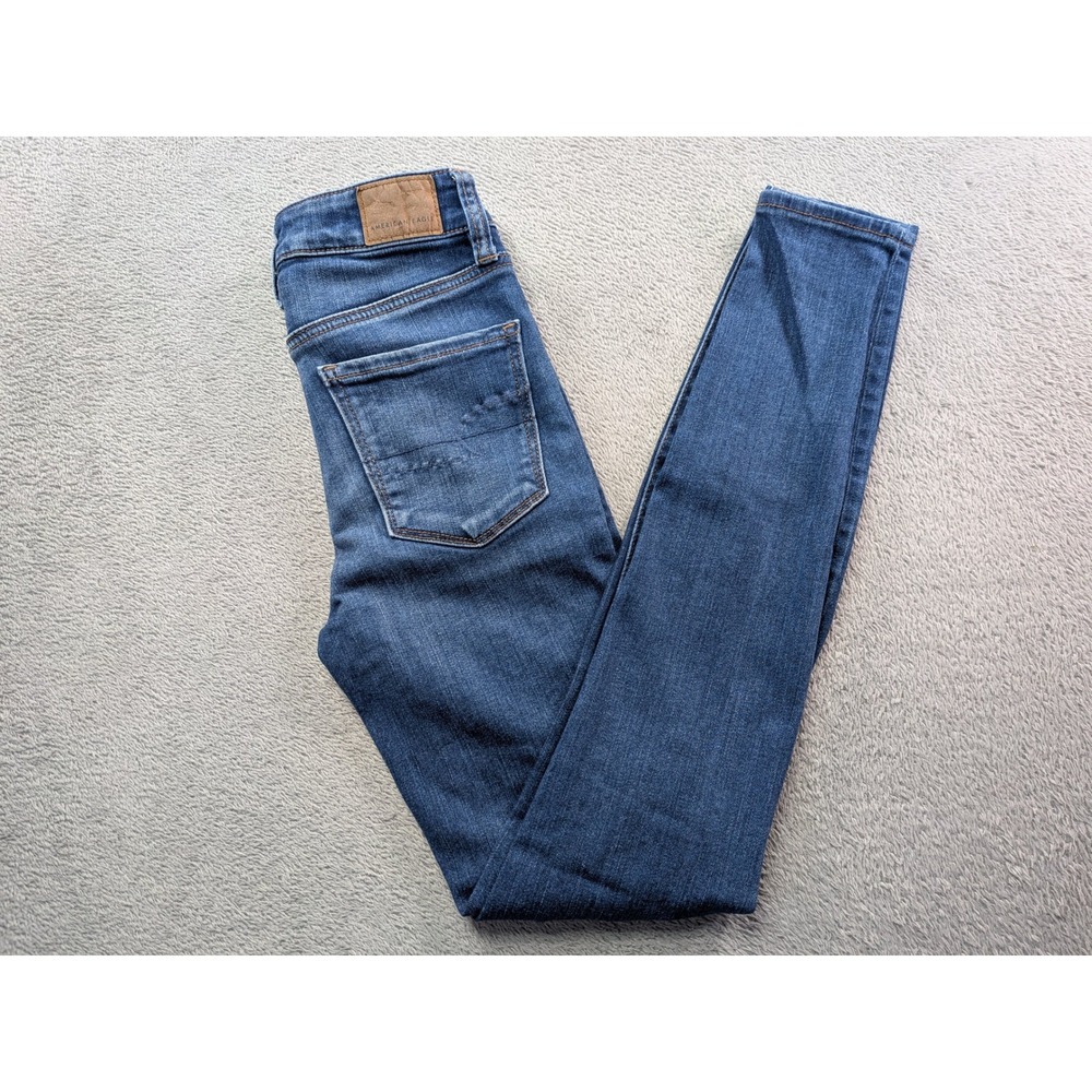 American Eagle Ne(x)t Level Stretch Hi-Rise Jegging Distressed Skinny Jeans Blue